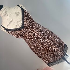 Just Sexy Lingerie L Animal Print Slip Dress Chemise Negligee Nightgown